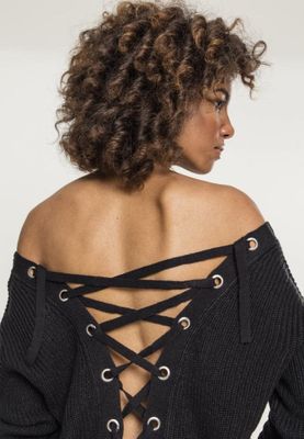 V-neck sweater with lace in the back lady
