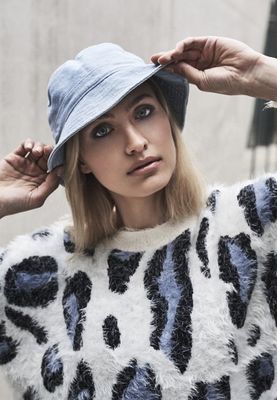 Light blue bucket hat denim