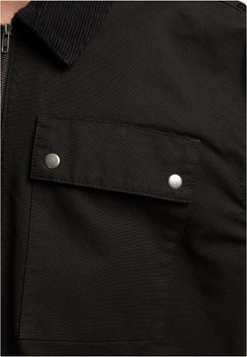 Vita tryckta knappar, två bröstfickor Mens Workwear Cotton Jacket Jacka för herr – svart