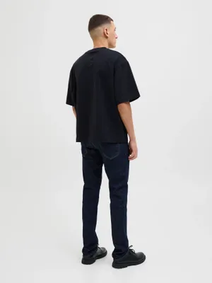 Mörkblå otvättade slim fit jeans - GLENN