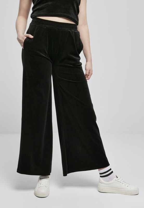 Wide velvet trousers with a high waist lady