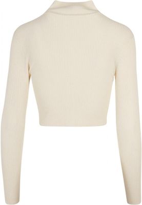 Ladies Cropped Rib Knit Zip Cardigan