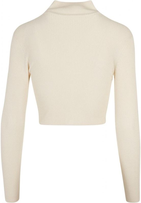 Ladies Cropped Rib Knit Zip Cardigan