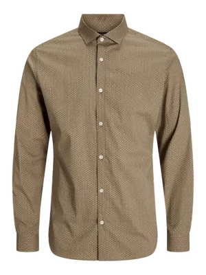 Blommig kostymskjorta slim fit poplin