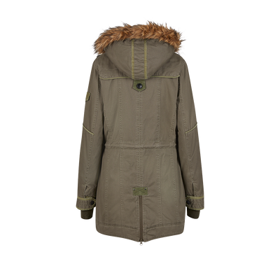 Huva med päls Women Emma Winterparka med huva och päls – olivgrön