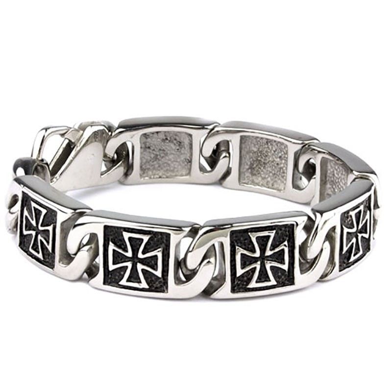 Iron cross bracelet stainless polished steel