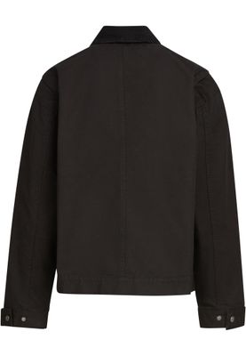 Vita tryckta knappar, två bröstfickor Mens Workwear Cotton Jacket Jacka för herr – svart