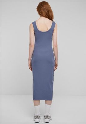 Midi dress in stretchy cotton with round neckline