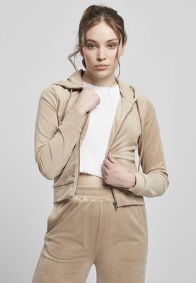 Ladies Short Velvet Zip Hoody