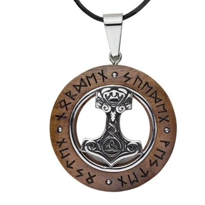 Mjölner trähänge halsband