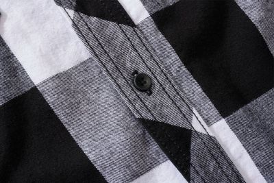 Short-sleeved flannel shirt checkered black/white