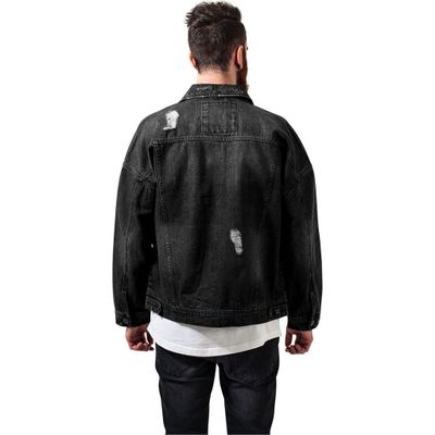 Jeans jacket with worn out fabric