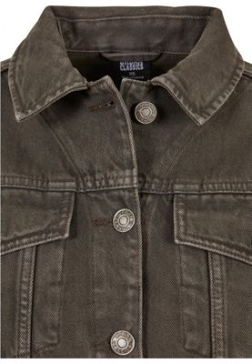 Light Oversized Short Denim Jacket with Metal Buttons