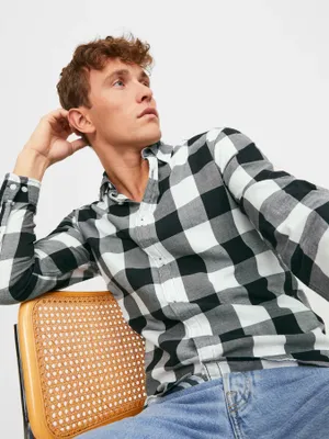 Tunn flanellskjorta slim fit herr