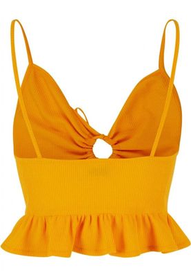 Spaghetti-strap peplum top with tie