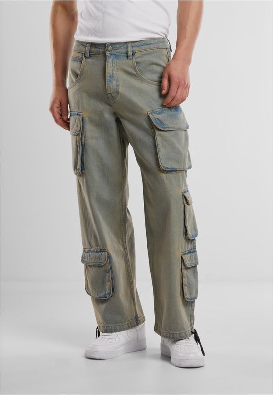 Multi Pocket Denim Cargo Byxor
