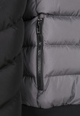 Three-colored padded men's jacket with hood