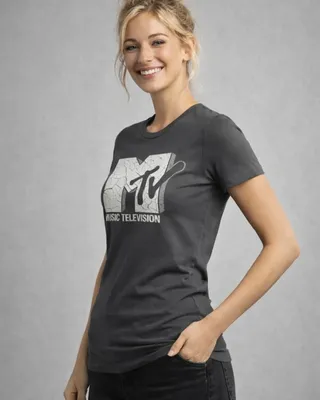 MTV Cracked Logo Girly Tee