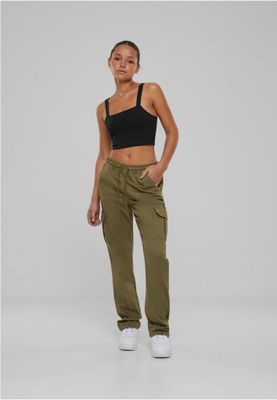 Ladies High Waist Twill Cargo Pants