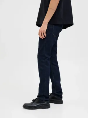 Mörkblå otvättade slim fit jeans - GLENN