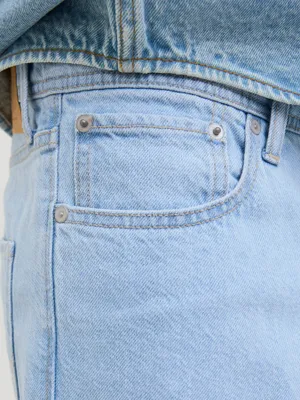 Stentvättade jeansshorts – hög midja ljusblå