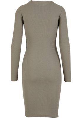 Ribbad klänning för dam – ljus olivgrön