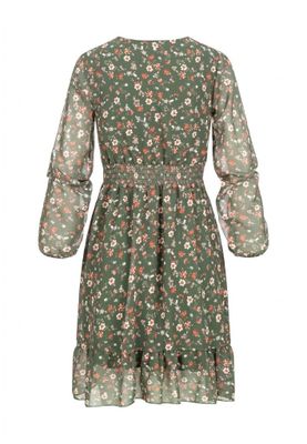 Blomstret chiffonkjole med elastik i taljen