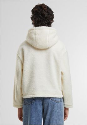 Women's short teddy jacket with hood