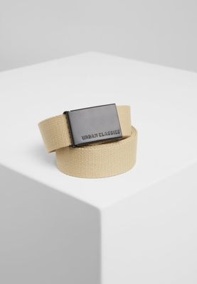 Light canvas belt with black buckle