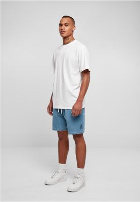 Jeansshorts med manchetter i taljen - blå