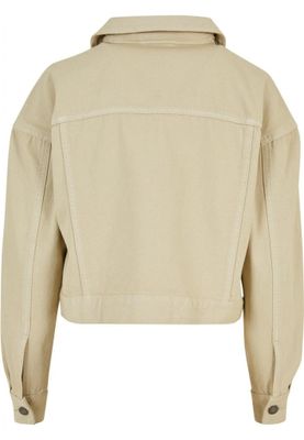 Light Oversized Short Denim Jacket with Metal Buttons
