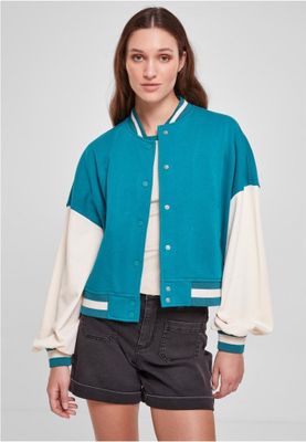 Oversized Two-Tone College Terry Jacket for Women