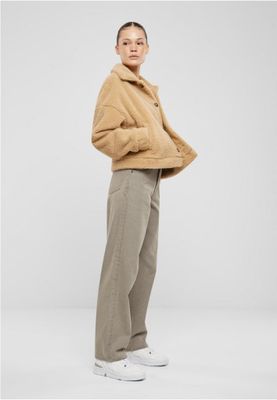 Fluffy jacket women's trendy button closure
