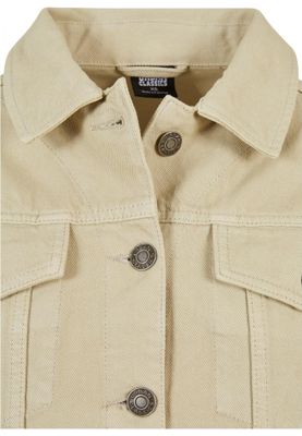 Light Oversized Short Denim Jacket with Metal Buttons