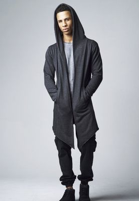 Lang cardigan med hætte mænd