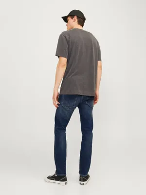 Mörka tapered fit jeans med stretch - MIKE