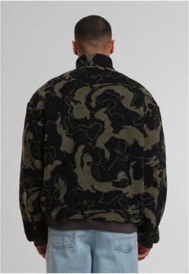 Kamouflage mönster Oversized Pattern Teddy Jacka – oliveswirl