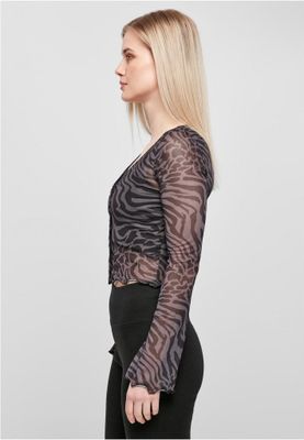 Tiger cropped mesh cardigan