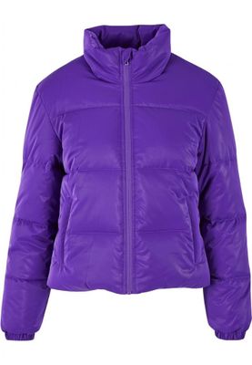 Glossy puffer jacket lady shark skin