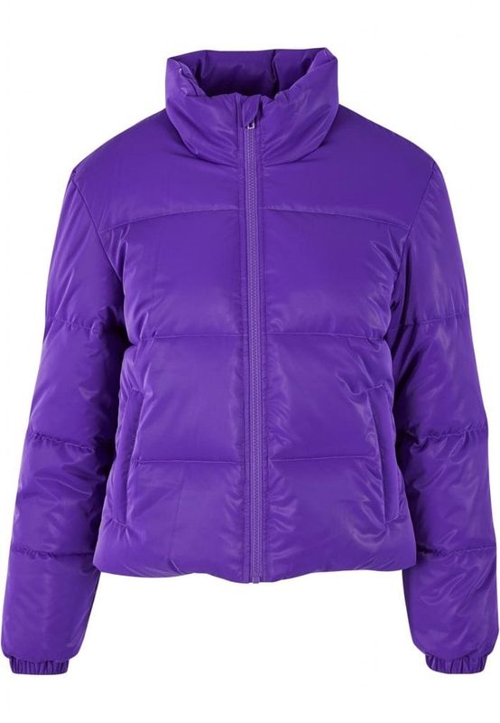 Glossy puffer jacket lady shark skin