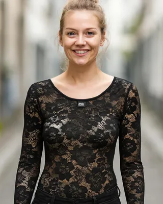 Langærmet bodysuit dame med blonde
