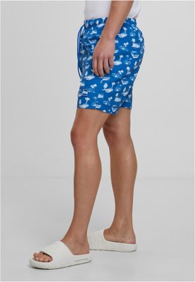 Pattern Swim Shorts Bright Blue/White