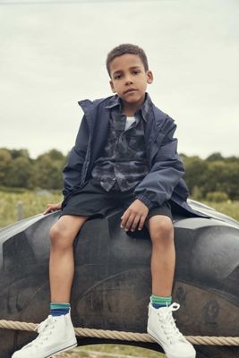 Windbreaker with fleece lining navy - Child
