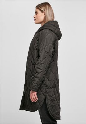 Ladies Oversized Diamond Quilted Hooded Coat