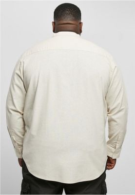 Cotton Linen Stand Up Collar Shir