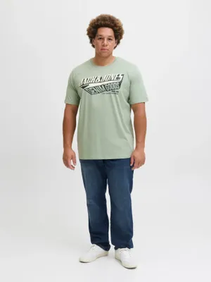 Ljusgrön T-shirt med tryck herr plus size – Jack & Jones
