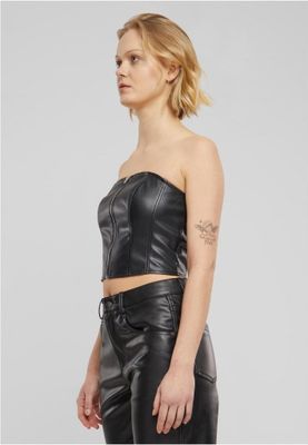 Synthetic Leather Bandeau Top