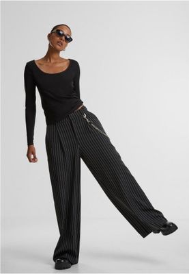 Ladies Pinstripe Wide Leg Trousers