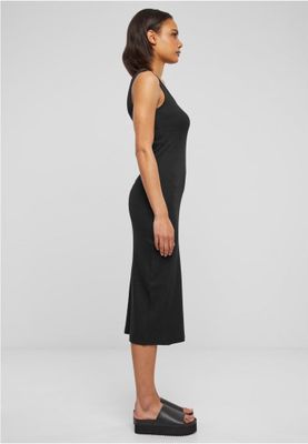 Midi dress in stretchy cotton with round neckline