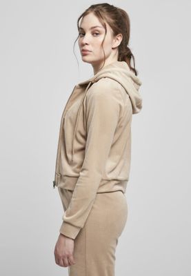 Ladies Short Velvet Zip Hoody